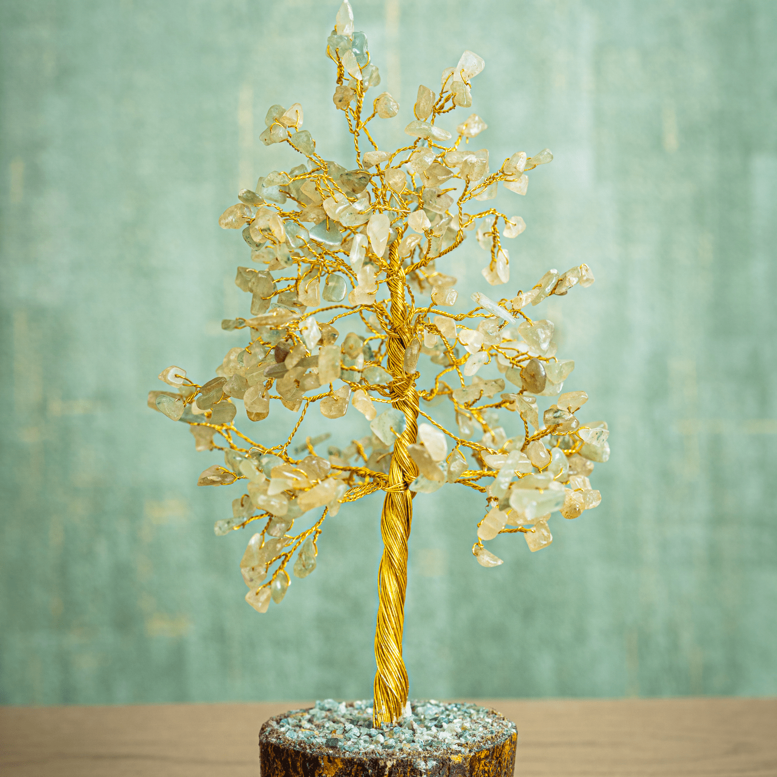 Green Aventurine Tree 300B Gold Wire - MystiqHouse