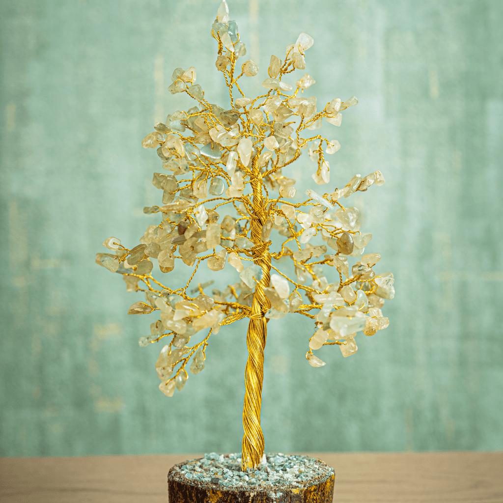 Green Aventurine Tree 300B Gold Wire - MystiqHouse