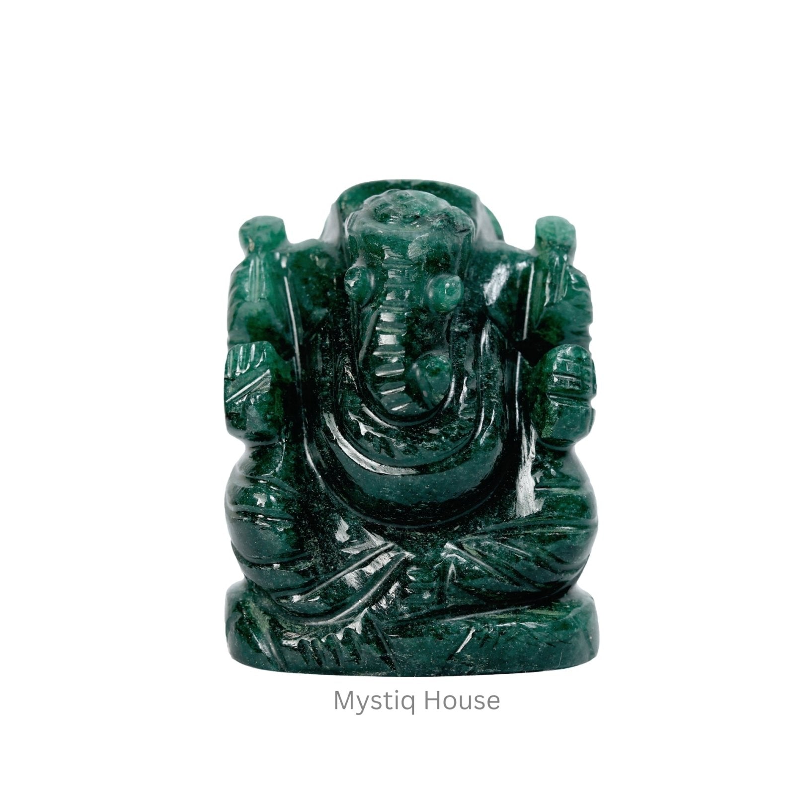 Green Jade Stone Ganesha - MystiqHouse