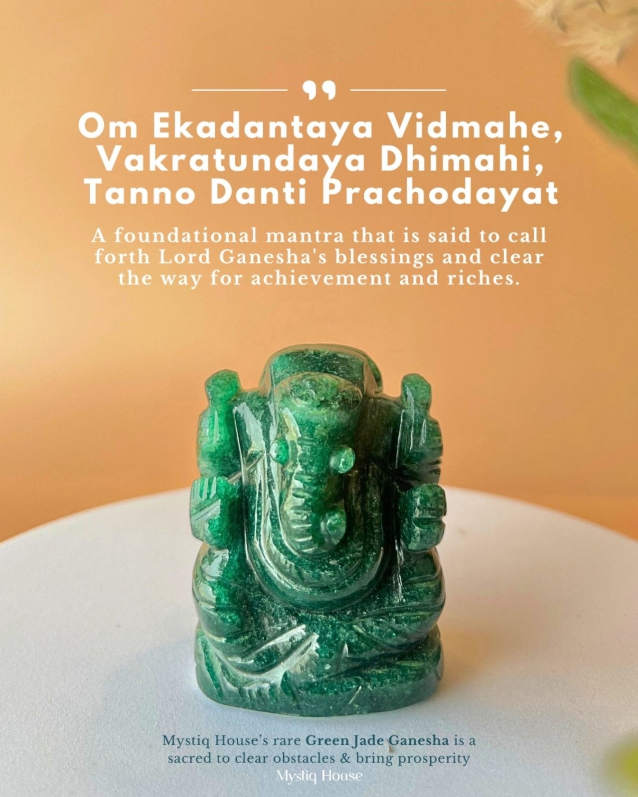 Green Jade Stone Ganesha - MystiqHouse