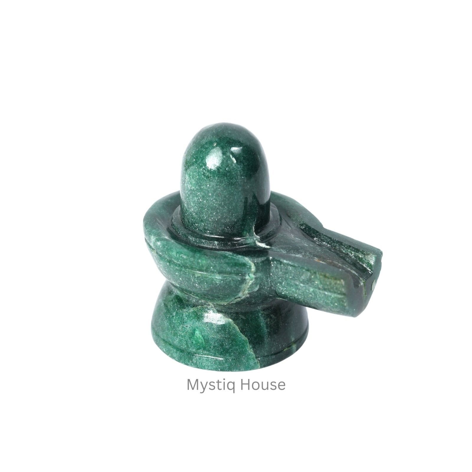 Green Jade Stone Shivling - MystiqHouse