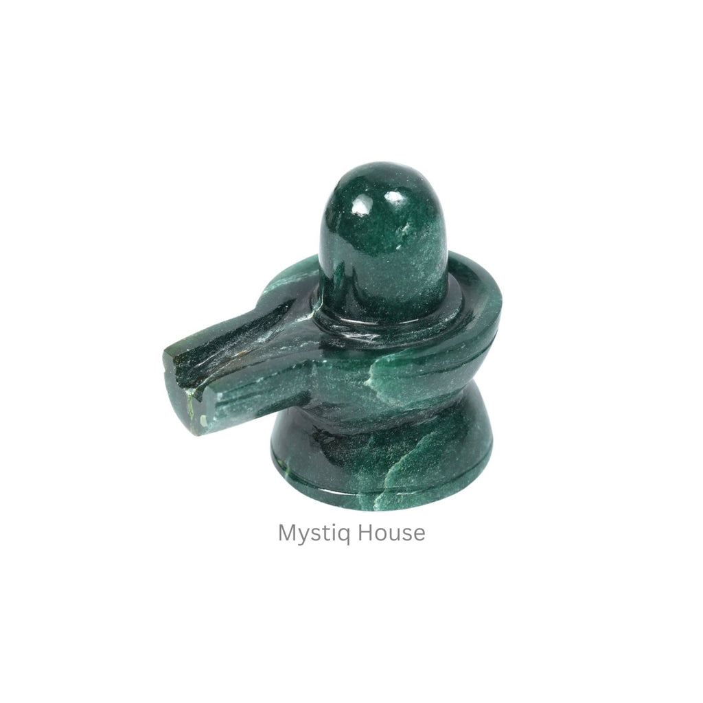 Green Jade Stone Shivling - MystiqHouse