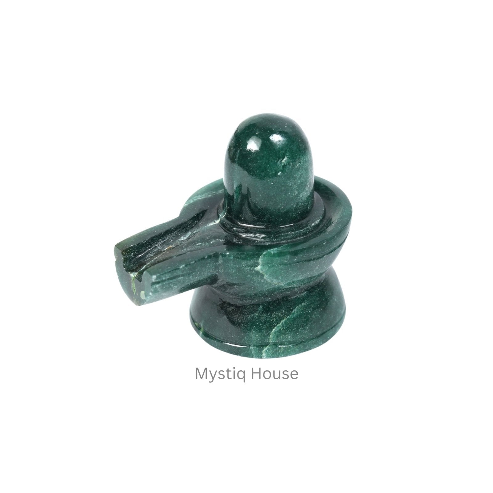 Green Jade Stone Shivling - MystiqHouse