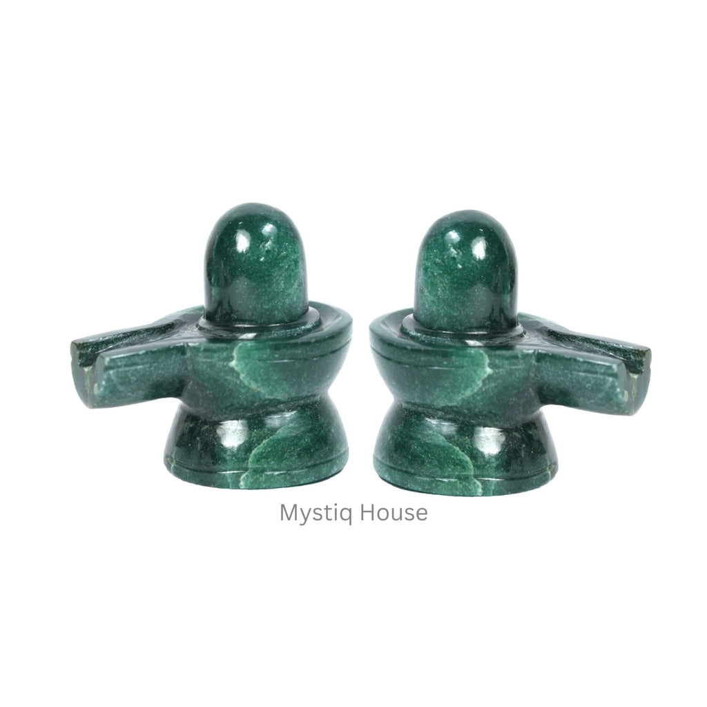 Green Jade Stone Shivling - MystiqHouse