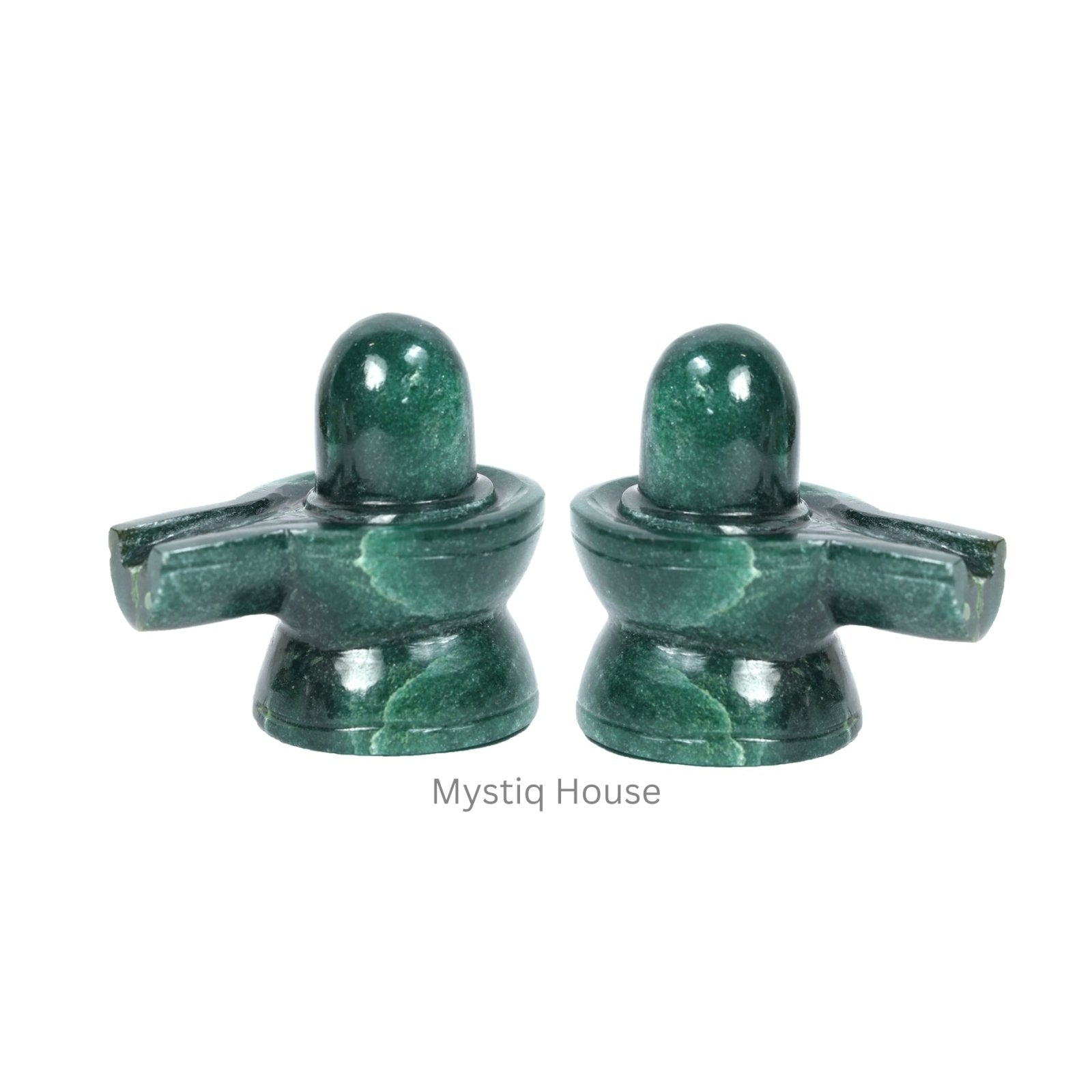 Green Jade Stone Shivling - MystiqHouse