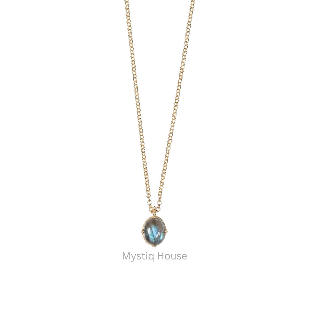 Labradorite 92.5 Silver Oval Necklace - MystiqHouse