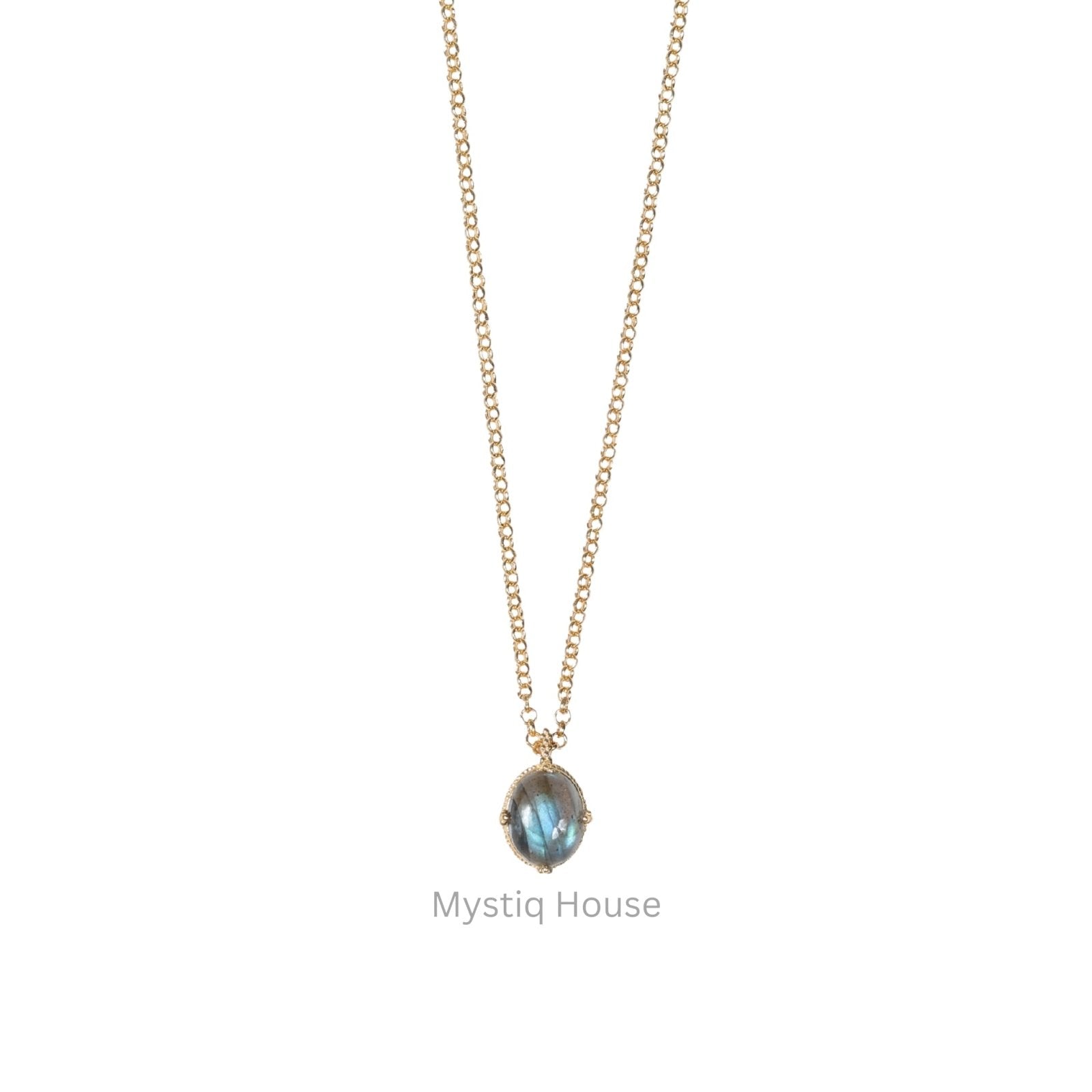 Labradorite 92.5 Silver Oval Necklace - MystiqHouse