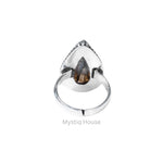 Labradorite Drop Brass Bordered Ring - MystiqHouse