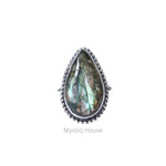 Labradorite Drop Brass Bordered Ring - MystiqHouse