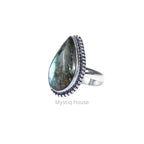 Labradorite Drop Brass Bordered Ring - MystiqHouse