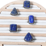 Lapis Lazuli Brass Bordered Ring - MystiqHouse