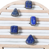 Lapis Lazuli Brass Bordered Ring - MystiqHouse