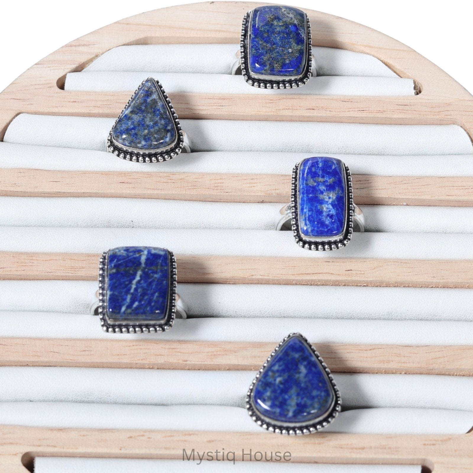 Lapis Lazuli Brass Bordered Ring - MystiqHouse