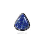 Lapis Lazuli Brass Bordered Ring - MystiqHouse