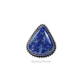 Lapis Lazuli Brass Bordered Ring - MystiqHouse