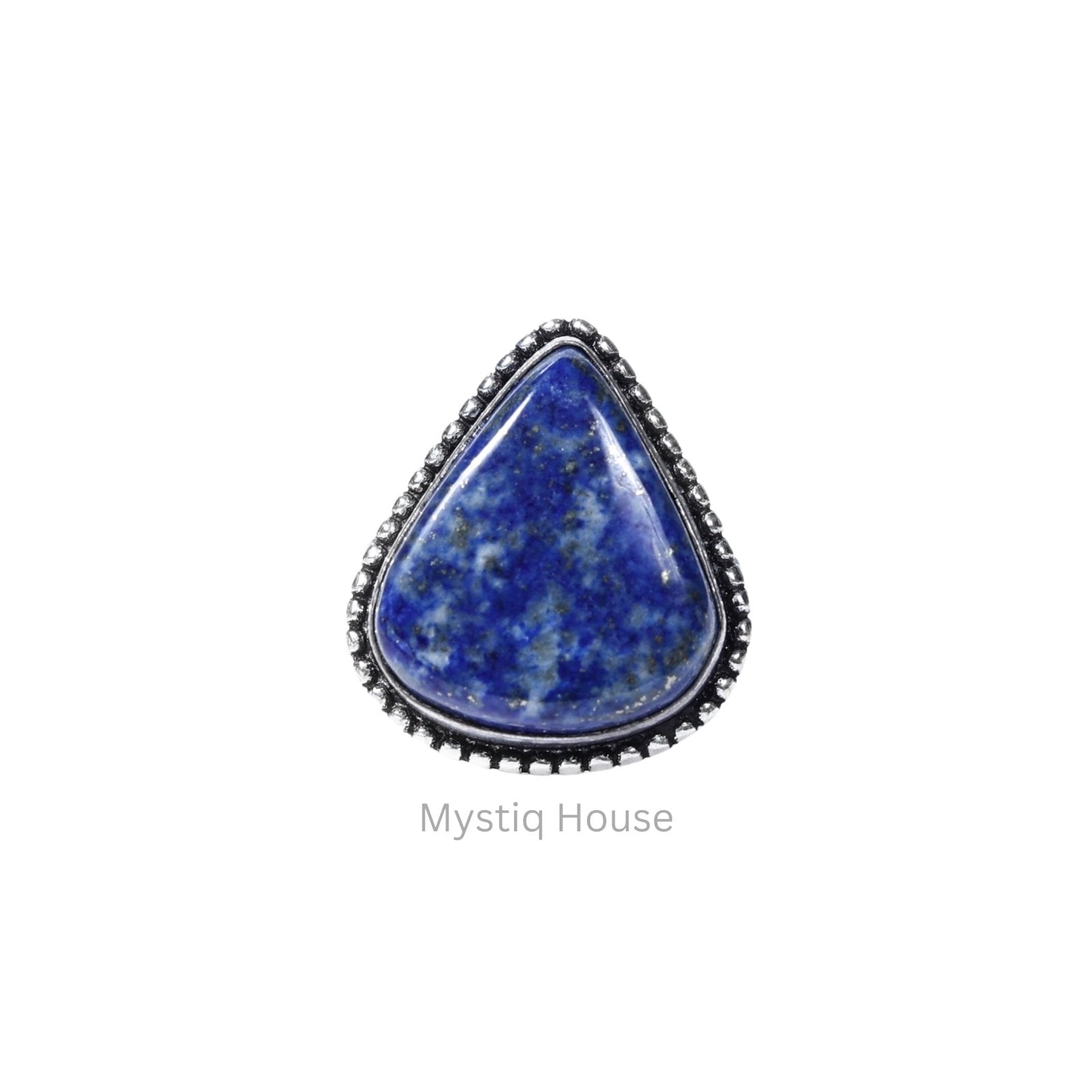 Lapis Lazuli Brass Bordered Ring - MystiqHouse