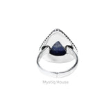 Lapis Lazuli Brass Bordered Ring - MystiqHouse