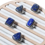 Lapis Lazuli Brass Bordered Ring - MystiqHouse