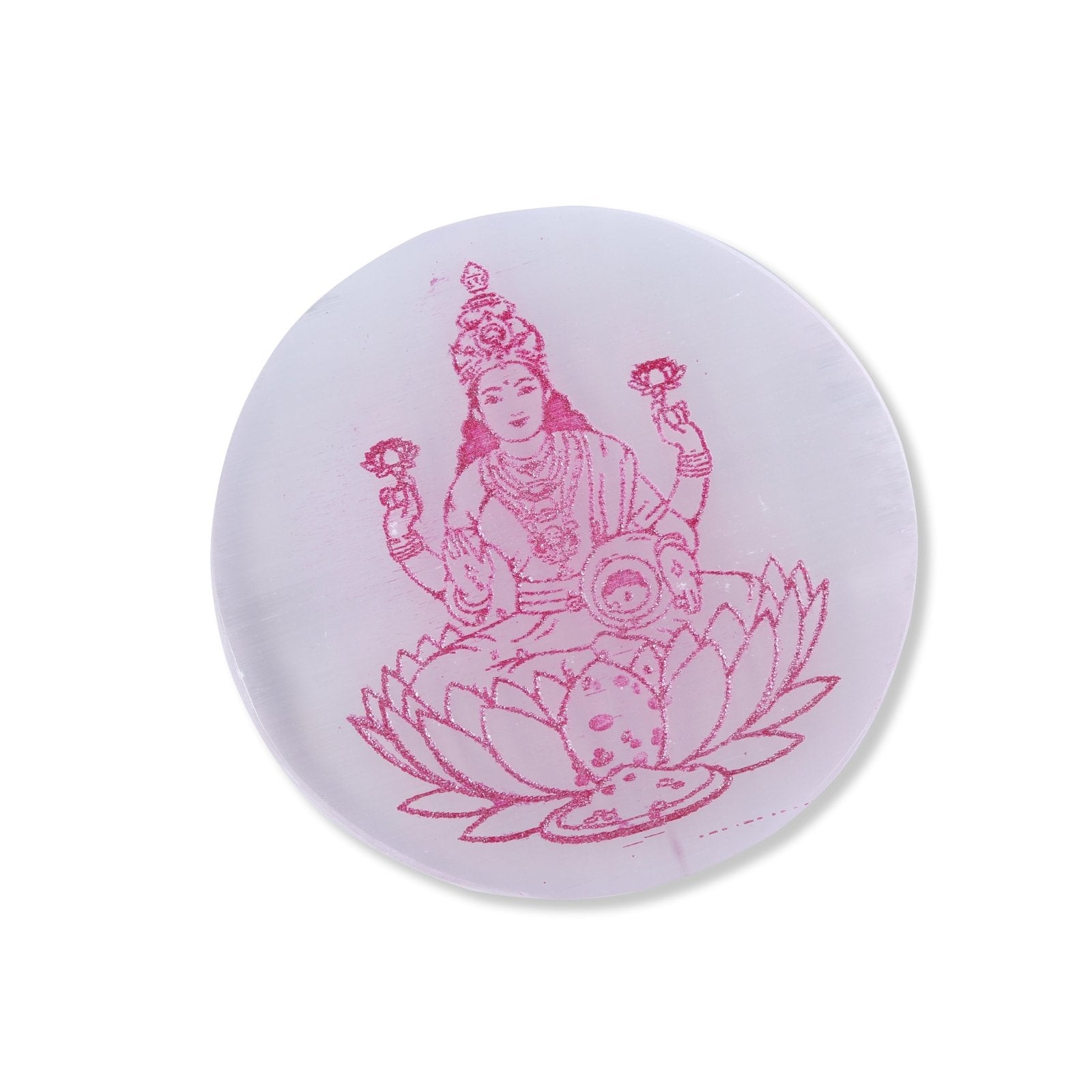 Laxmi ji Round Selenite Charging Plate - MystiqHouse