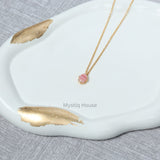 Pink Opal 92.5 Silver Oval Necklace - MystiqHouse