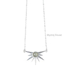 Prehnite Silver Sun Burst Necklace - MystiqHouse