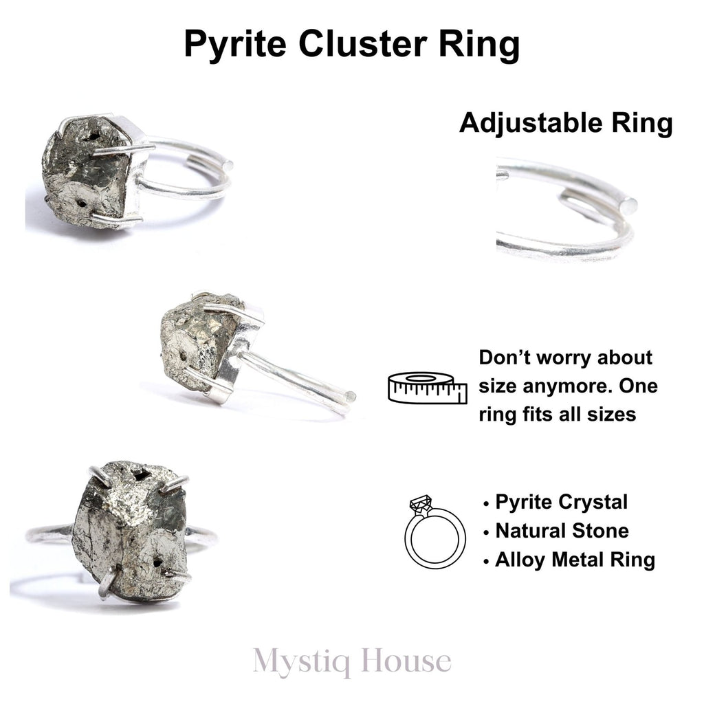 Premium Pyrite Cluster Ring - MystiqHouse