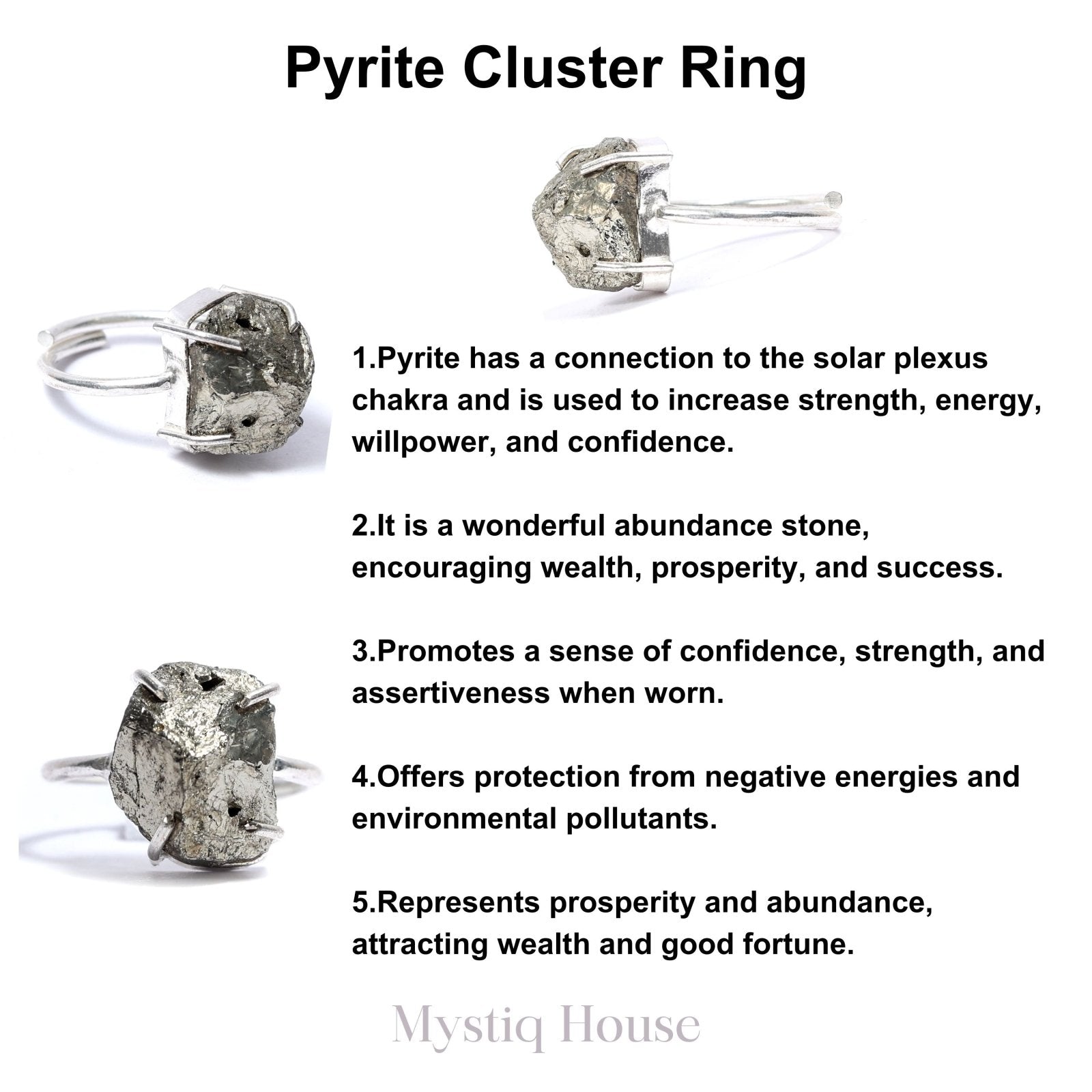 Premium Pyrite Cluster Ring - MystiqHouse