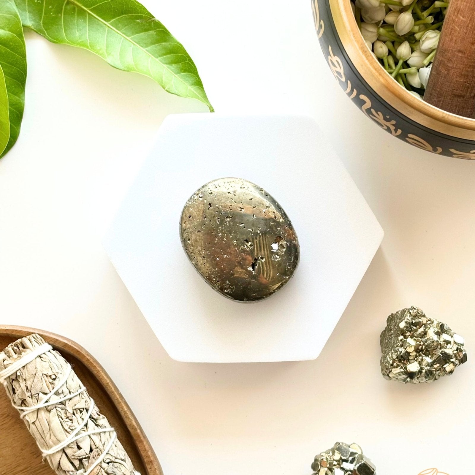 Pyrite Cluster Palm Stone - MystiqHouse
