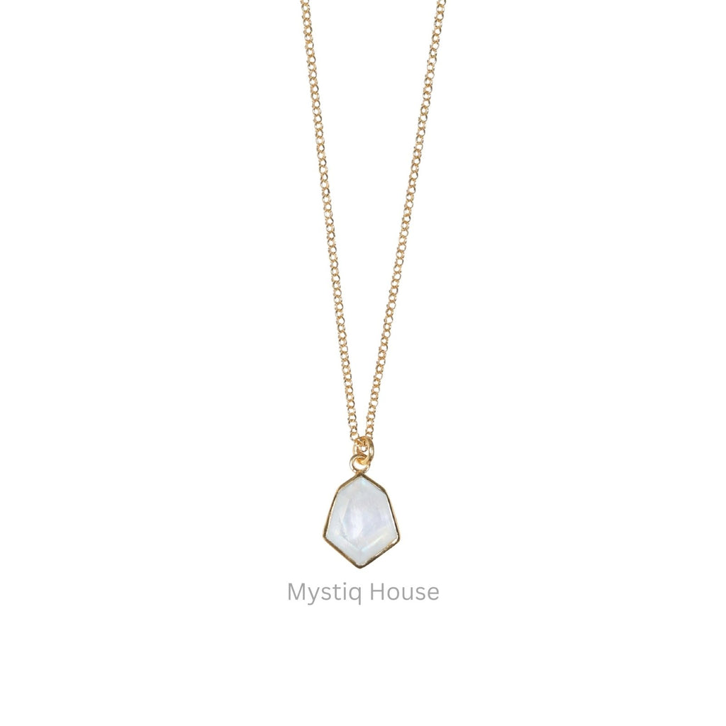 Rainbow Moonstone 92.5 Silver Hexagonal Necklace - MystiqHouse