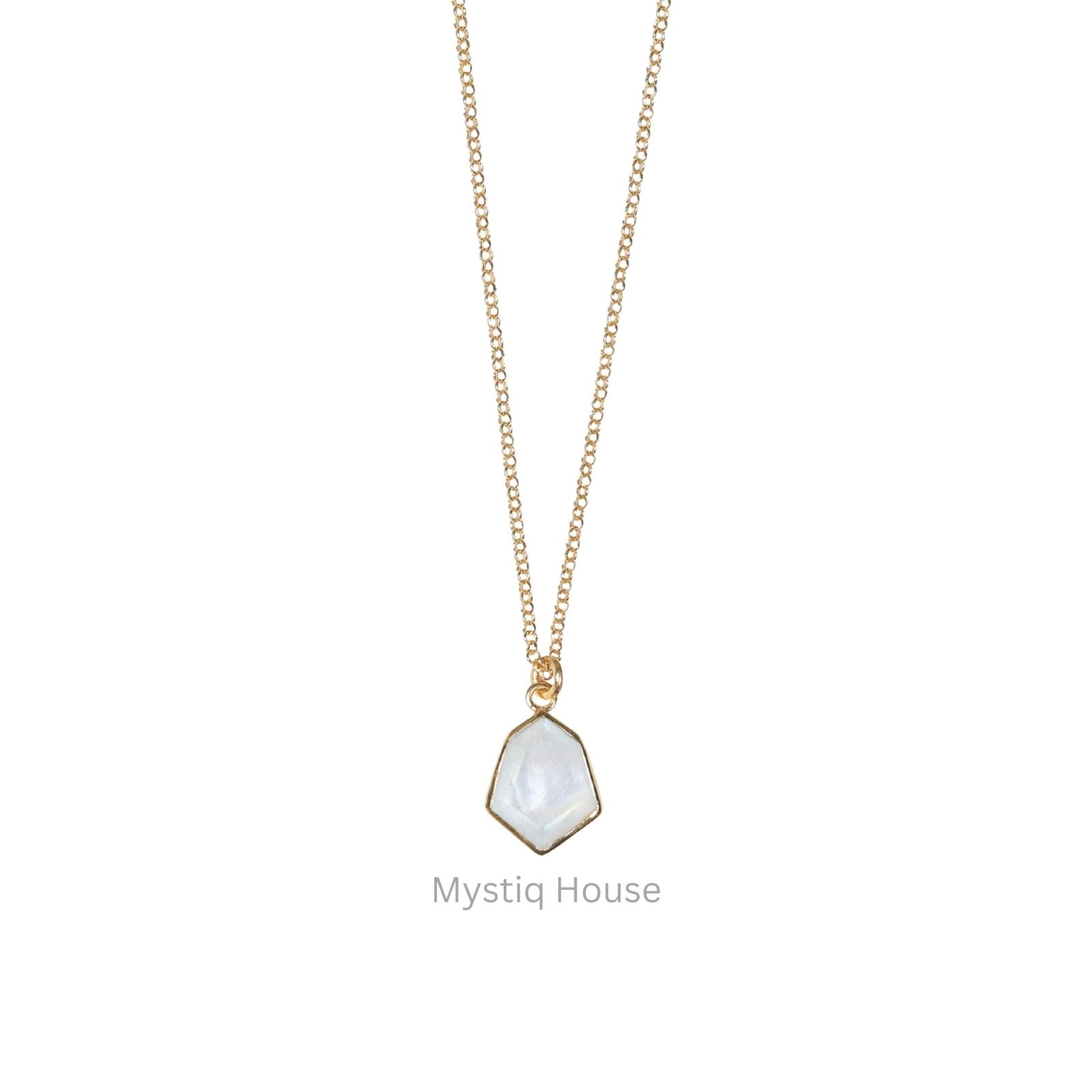 Rainbow Moonstone 92.5 Silver Hexagonal Necklace - MystiqHouse