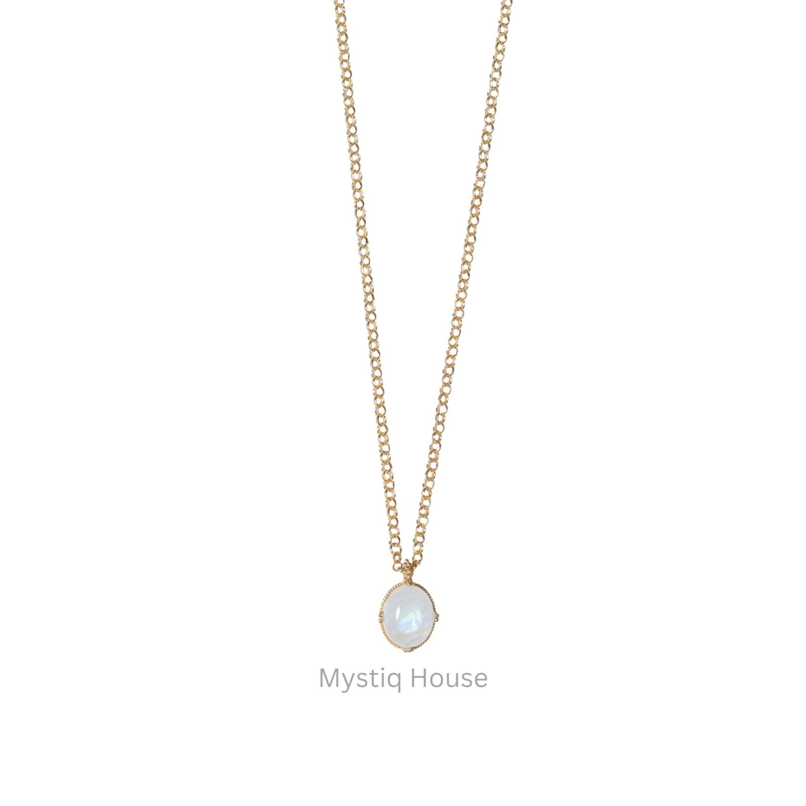 Rainbow Moonstone 92.5 Silver Oval Necklace - MystiqHouse