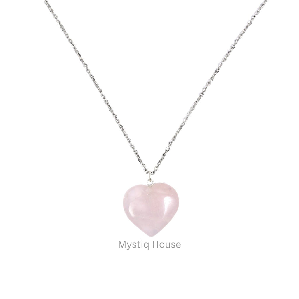 Rose Quartz Big Heart Pendant - MystiqHouse