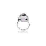 Rose Quartz Brass Bordered Ring - MystiqHouse