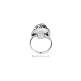 Rose Quartz Brass Bordered Ring - MystiqHouse
