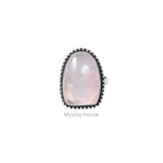 Rose Quartz Brass Bordered Ring - MystiqHouse