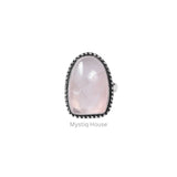 Rose Quartz Brass Bordered Ring - MystiqHouse