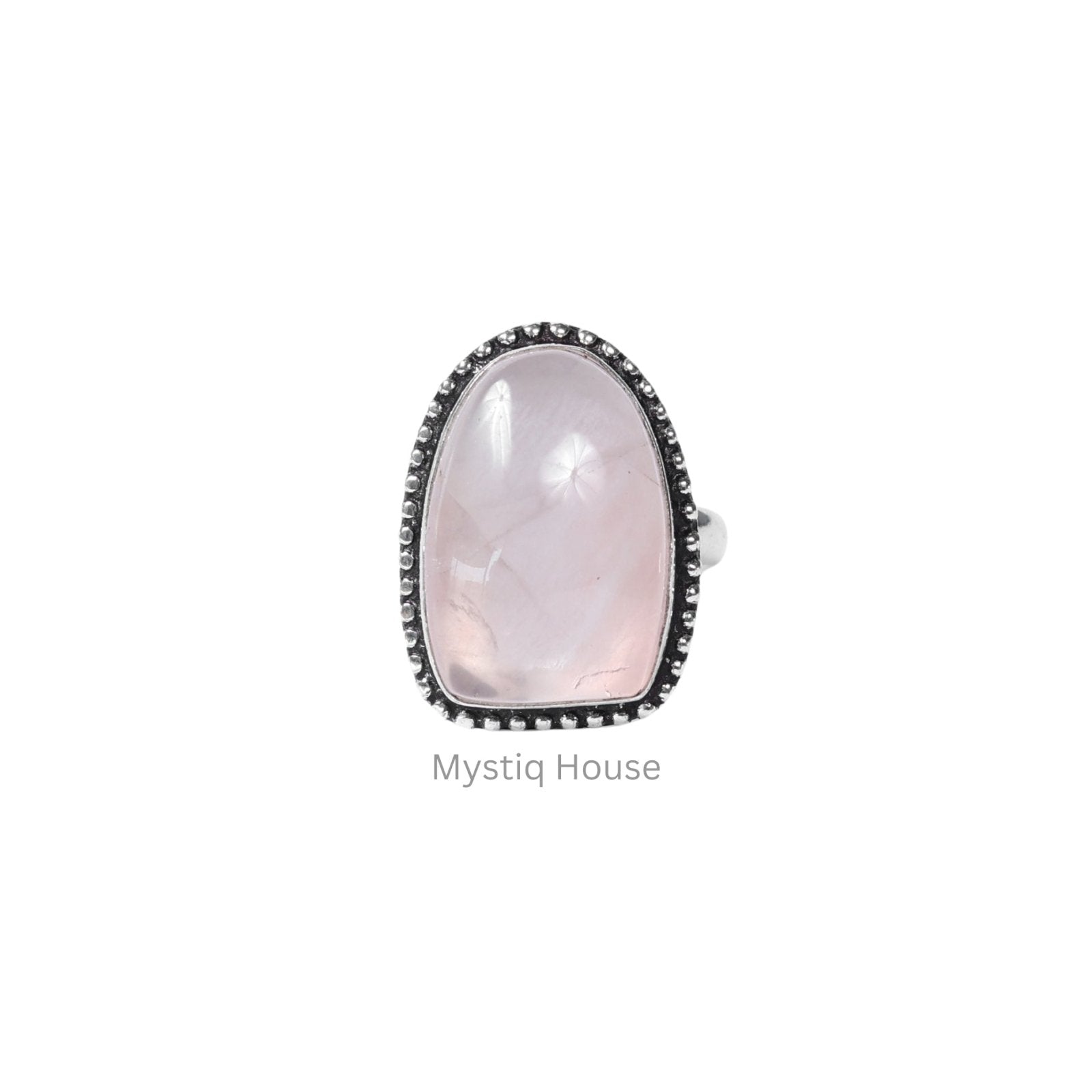 Rose Quartz Brass Bordered Ring - MystiqHouse