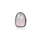 Rose Quartz Brass Bordered Ring - MystiqHouse