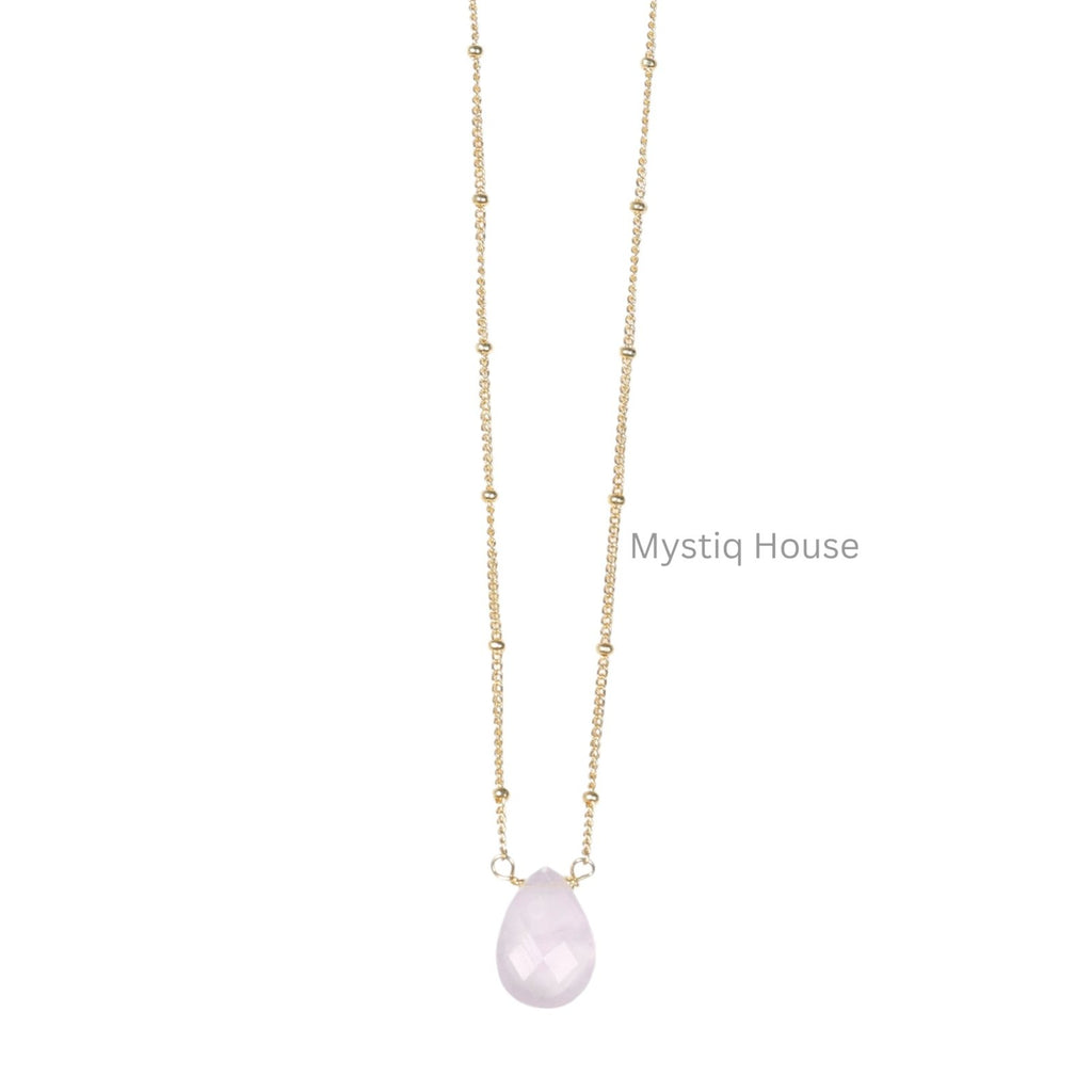 Rose Quartz Drop Necklace - MystiqHouse