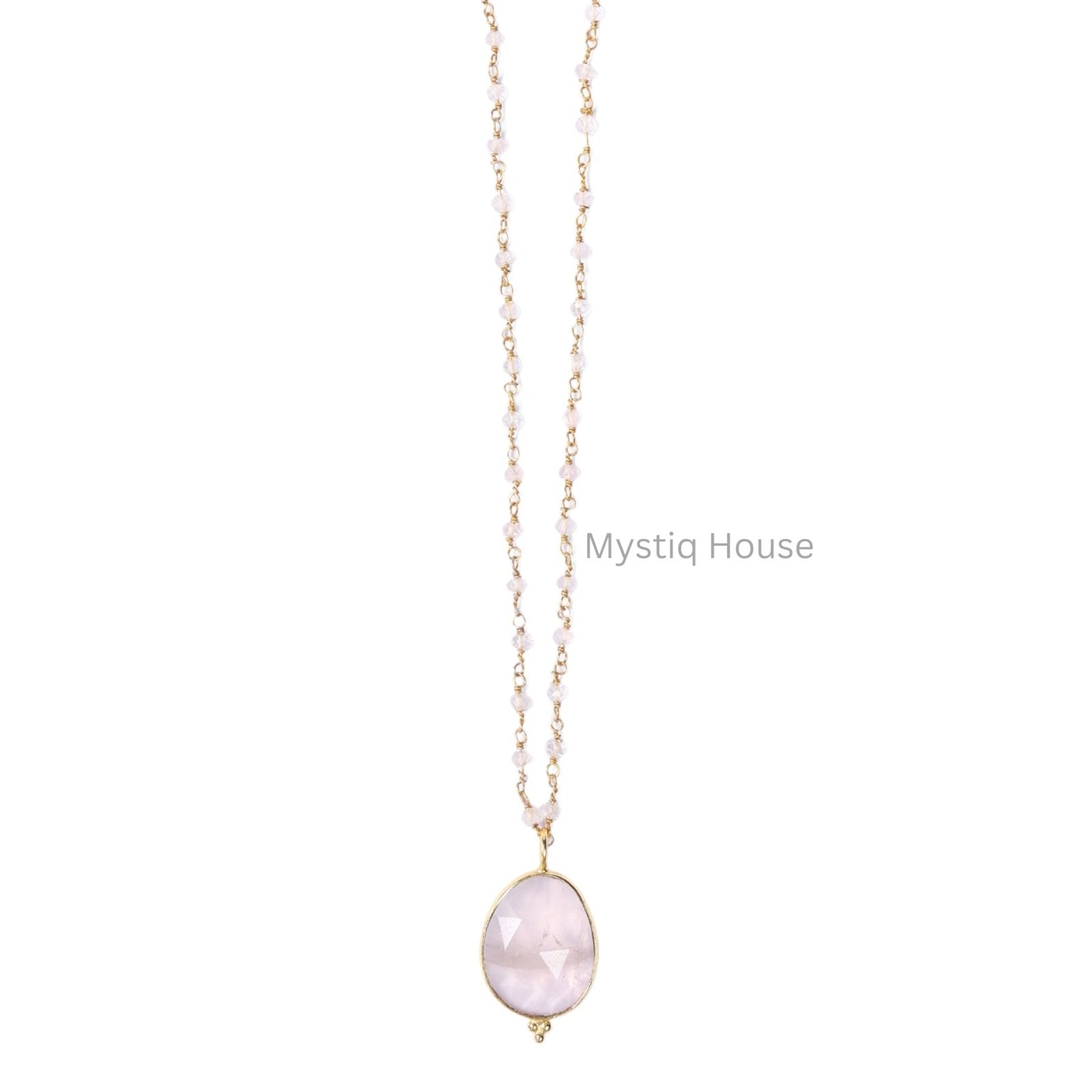 Rose Quartz Faceted Necklace - MystiqHouse