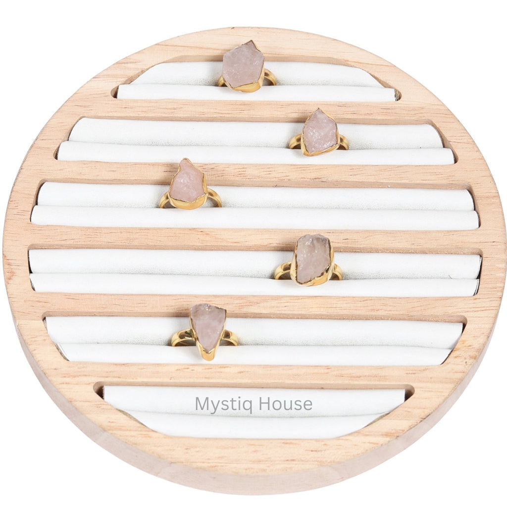 Rose Quartz Raw Adjustable Ring - MystiqHouse