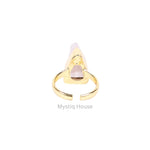 Rose Quartz Raw Adjustable Ring - MystiqHouse