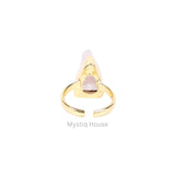Rose Quartz Raw Adjustable Ring - MystiqHouse