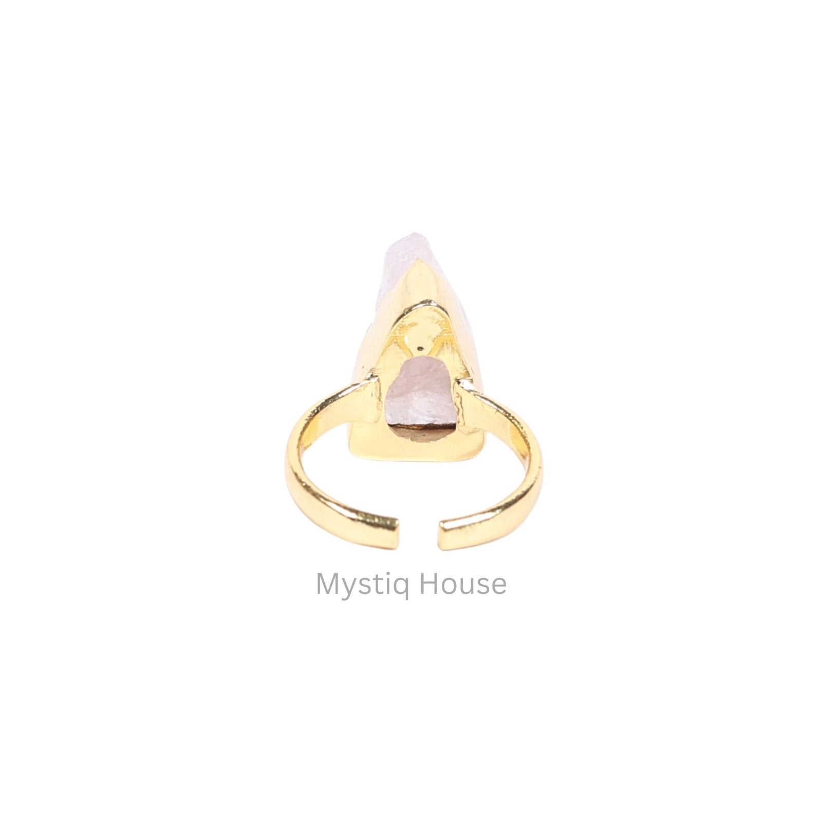 Rose Quartz Raw Adjustable Ring - MystiqHouse