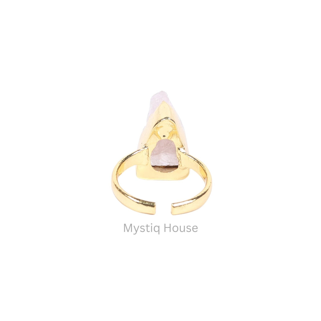 Rose Quartz Raw Adjustable Ring - MystiqHouse