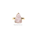 Rose Quartz Raw Adjustable Ring - MystiqHouse