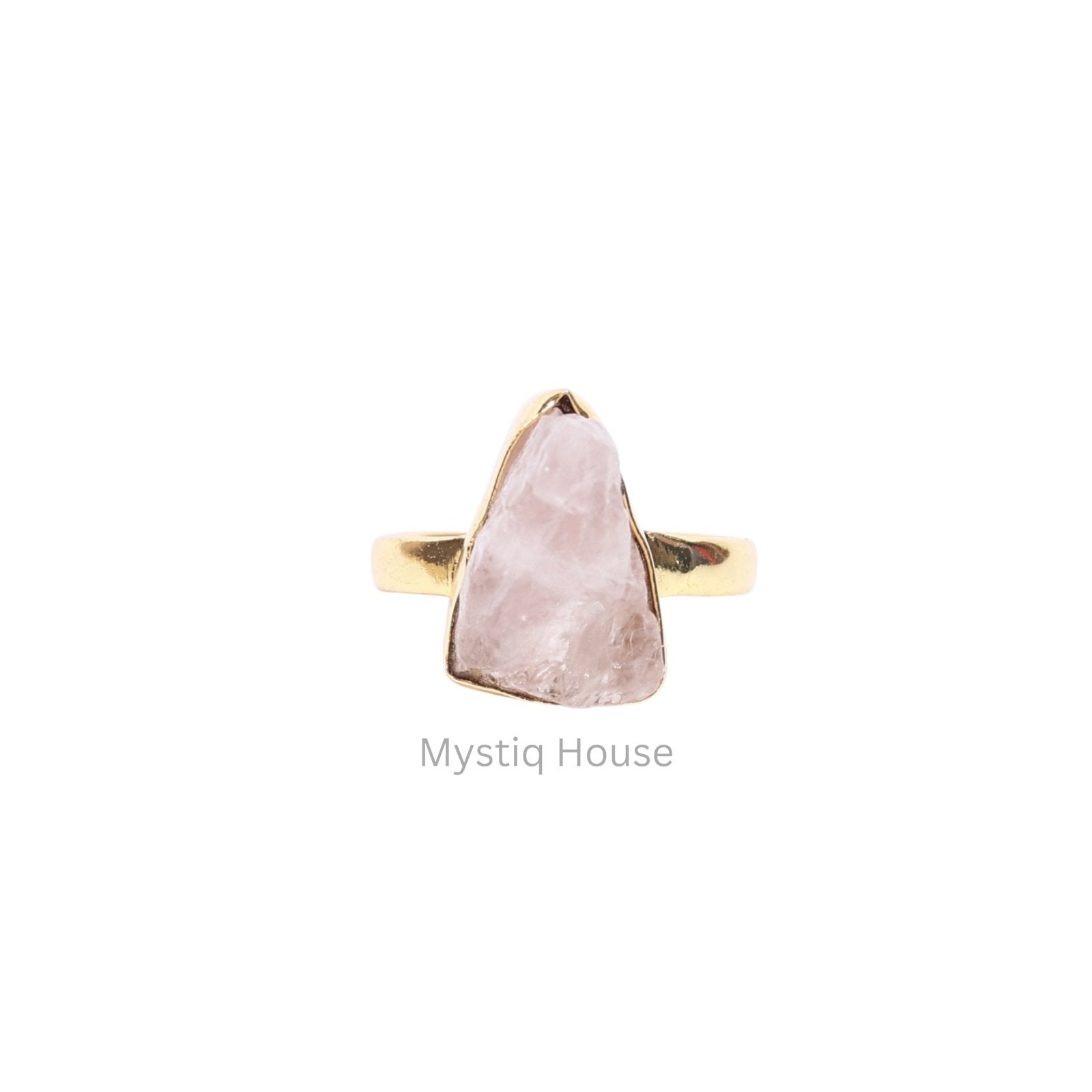 Rose Quartz Raw Adjustable Ring - MystiqHouse