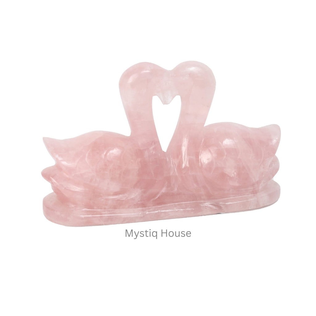 Rose Quartz Swan Pair - MystiqHouse