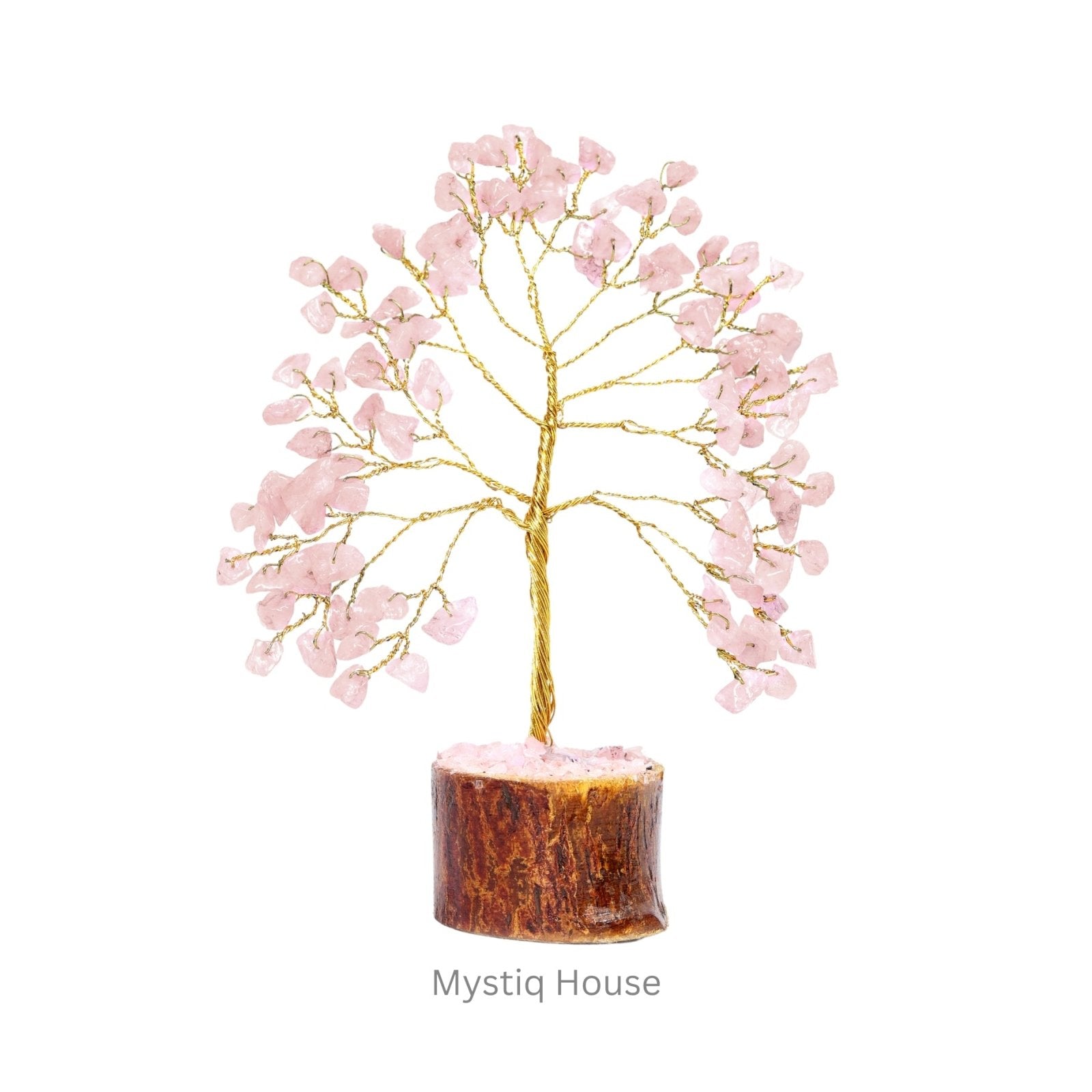 Rose Quartz Tree 100B Gold Wire - MystiqHouse