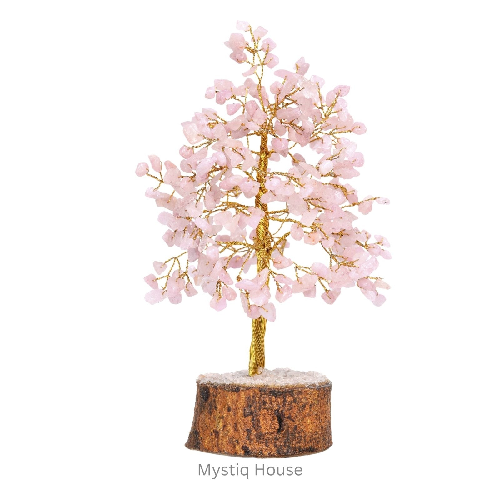 Rose Quartz Tree 300B Gold Wire - MystiqHouse